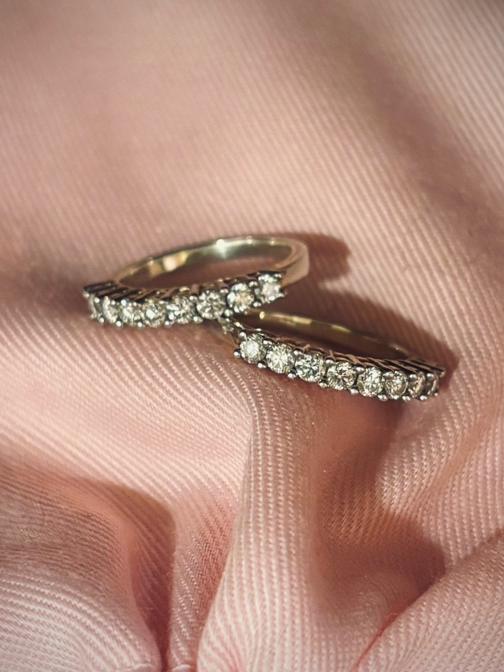 Elegant Gold Pavé Band Ring with Moissanite Stones — Women’s Stackable Ring